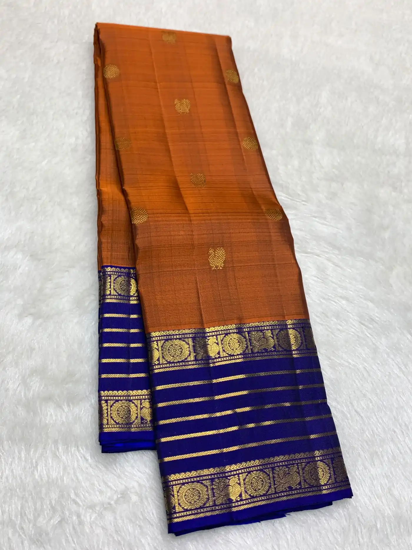 Deep Blue Kanchipuram Handloom Bridal Silk Saree